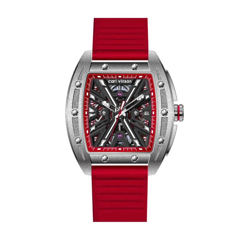 Men's Automatic Mechanical Watch with Skeletonized Genuine Nail Hands