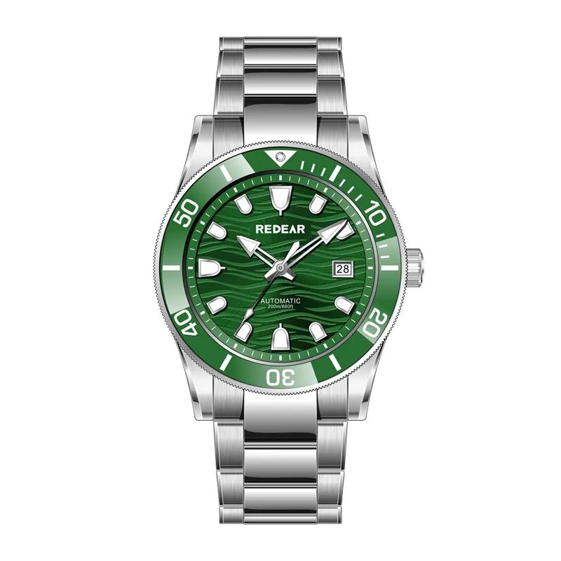 MIYOTA 9015 Movement Mechanical Watch With Wave-Patterned Sunray Dial