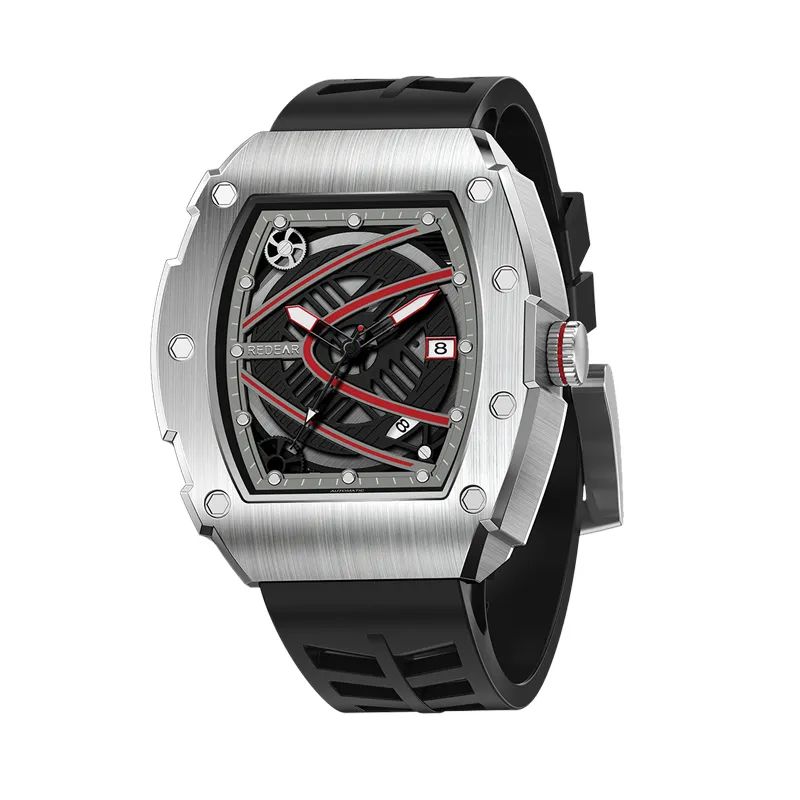 Tonneau-Shaped Personalized Double-Layer Hollow Men's Mechanical Watch