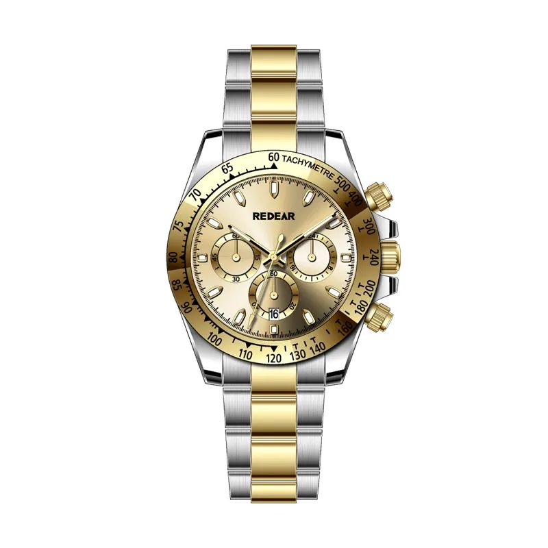 Stainless Steel Automatic Convex Lens Glass Wrist Watch
